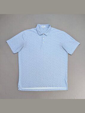 Peter Millar Summer Comfort XL Polo Blue Print Greenbrier Logo